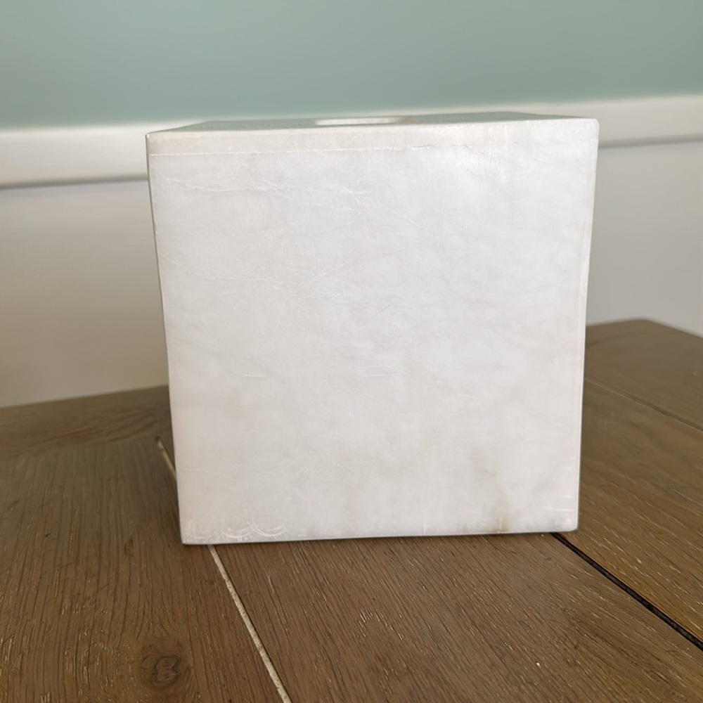 Genuine white alabaster marble stone tissue cover box vanity bathroom guest room - Picture 7 of 9